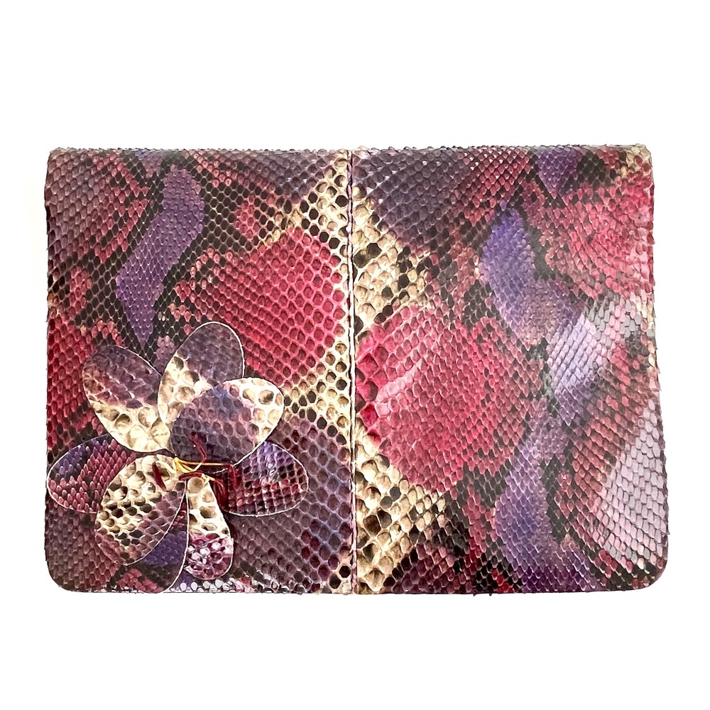 NWOT Judith Leiber Large Snake Skin Clutch1